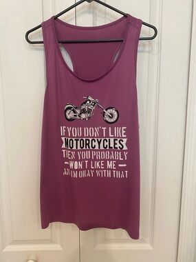 Women’s Motorcycle Graphic Tank Top - Plum XXL